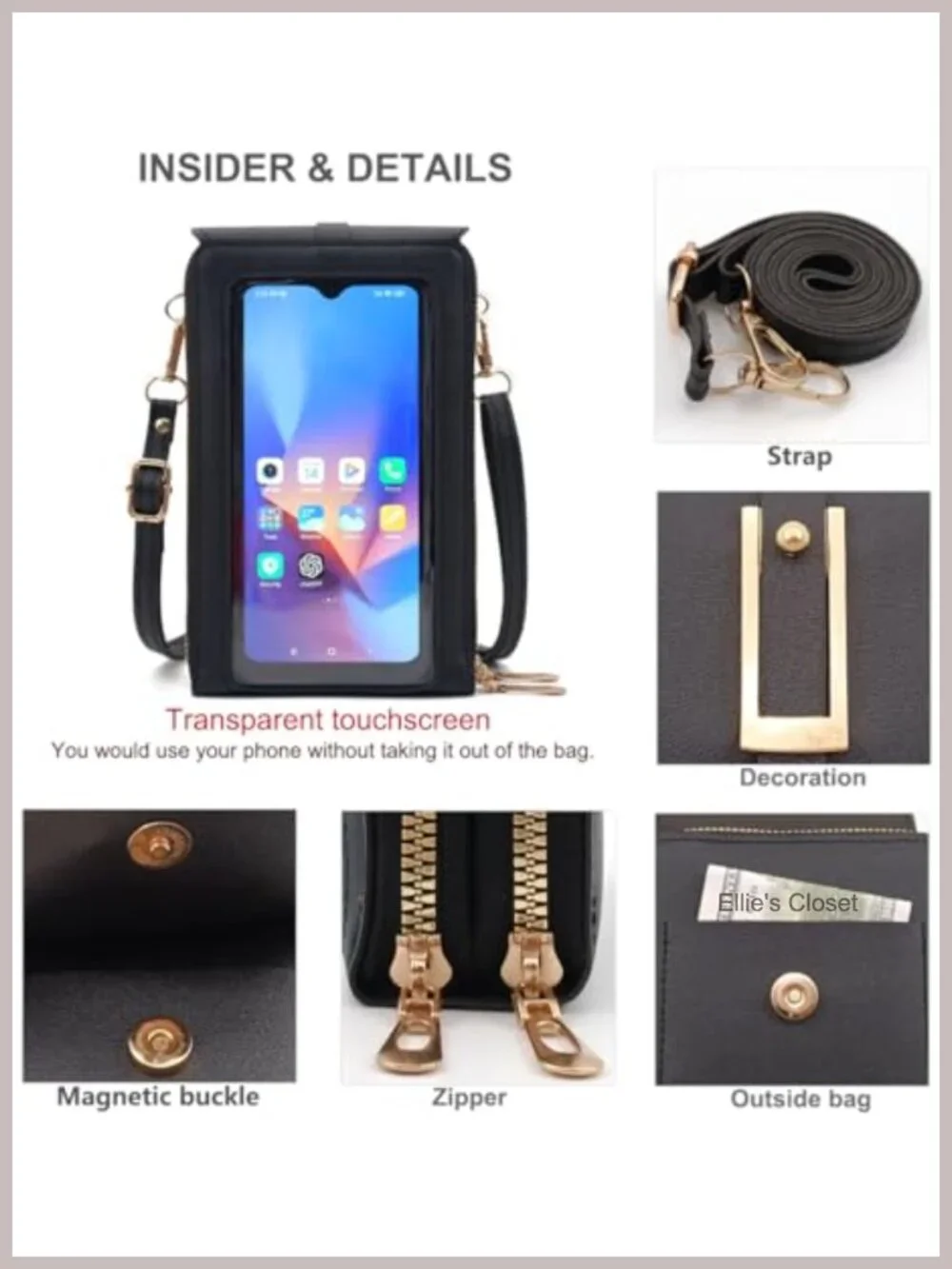Women's Anti-Theft Crossbody Bag with RFID Blocking, PU Leather, Fits 6.7